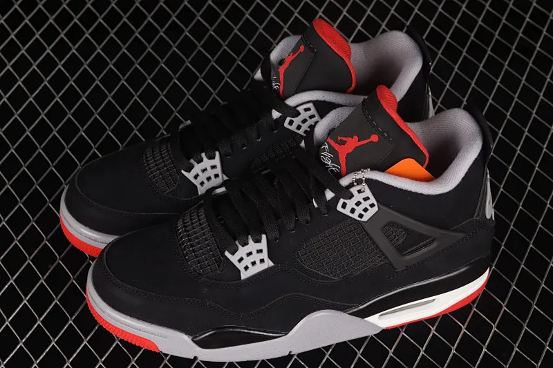 All categories Air Jordan Jordan series basketball shoes Air Jordan 4 foreign trade version Air Jordan 4 Retro "Bred" AJ4 Jordan 4 first year re-engraved new black and red first layer frosted 308497-060
